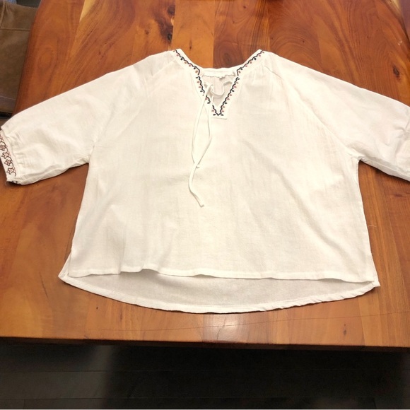 Vintage Minimalist White Oversized Relaxed Fit 3/4 sleeves blouse shirt. Large. - Picture 5 of 13